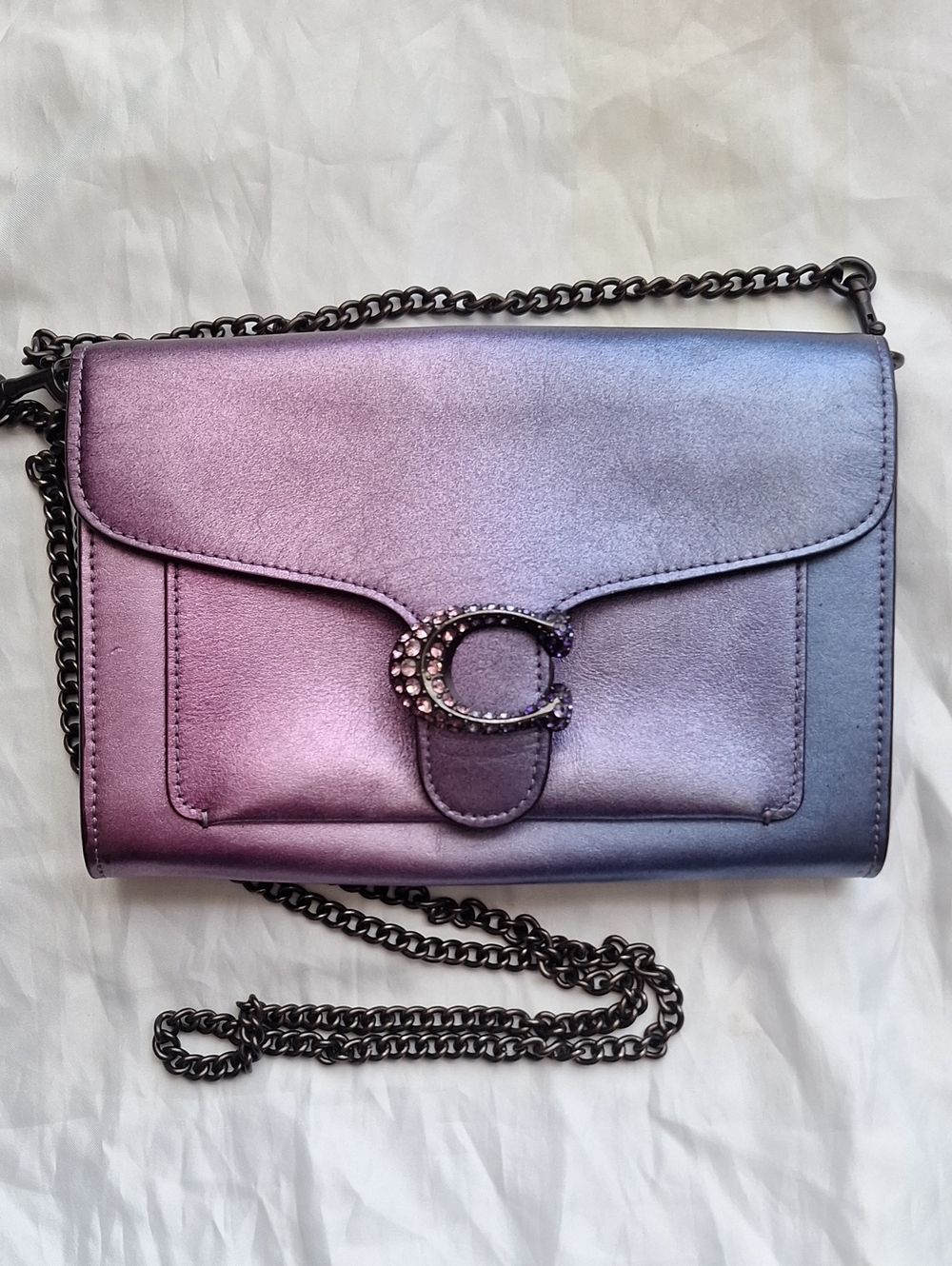 Coach Iridescent Purple to Blue Ombre Chain Crossbody